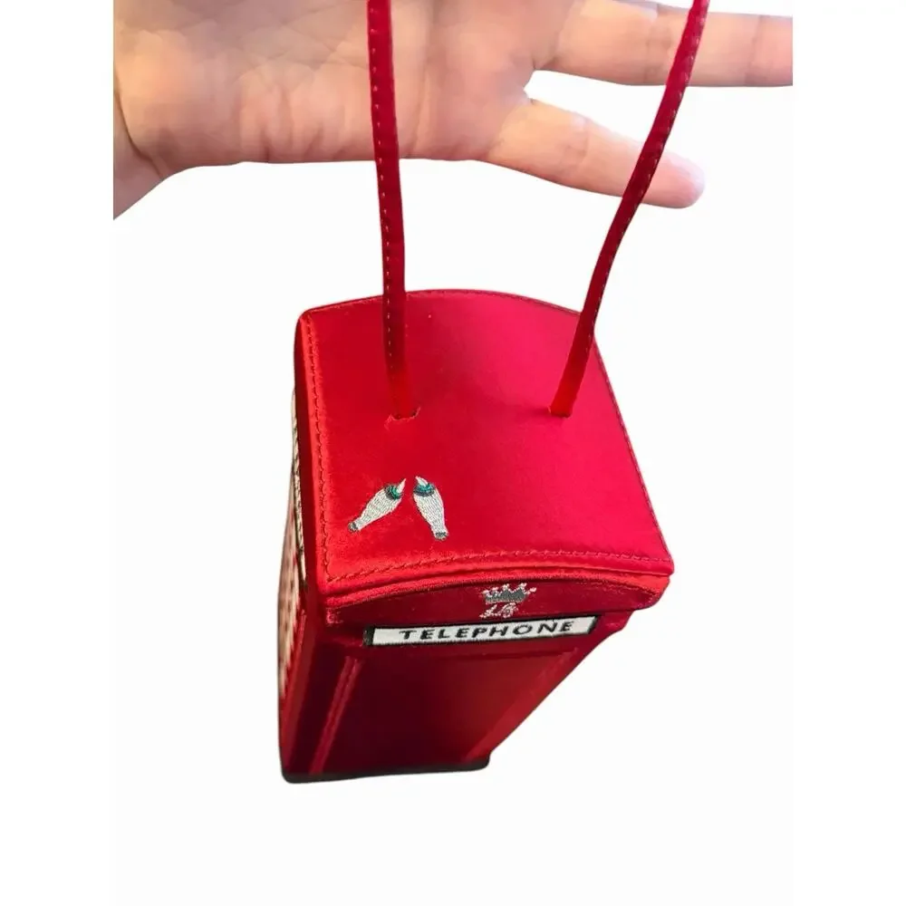 Lulu Guinness Red Phonebox Lulu Calling Statement Clutch British Designer NEW